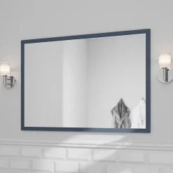 GoodHome Miroir de salle de bains bleu mat l.70 x L.100 x ép.1,6 cm, Perma* Miroir Simple