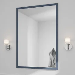 GoodHome Miroir de salle de bains bleu mat l.70 x L.100 x ép.1,6 cm, Perma* Miroir Simple