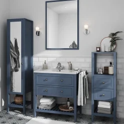 GoodHome Miroir de salle de bains bleu mat l.70 x L.100 x ép.1,6 cm, Perma* Miroir Simple