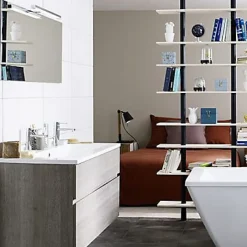 Miroir de salle de bains lumineux LED effet chêne clair l.120 cm, Calao