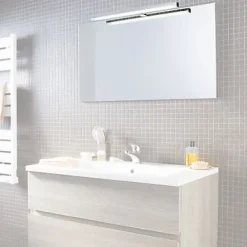 Miroir de salle de bains lumineux LED effet chêne clair l.90 cm, Calao* Miroir Lumineux