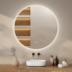 Mirlux Miroir de salle de bains lumineux LED rond 120cm, Sans Cadre, Antibuée* Miroir Lumineux