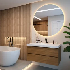 Mirlux Miroir de salle de bains lumineux LED rond 120cm, Sans Cadre, Antibuée* Miroir Lumineux