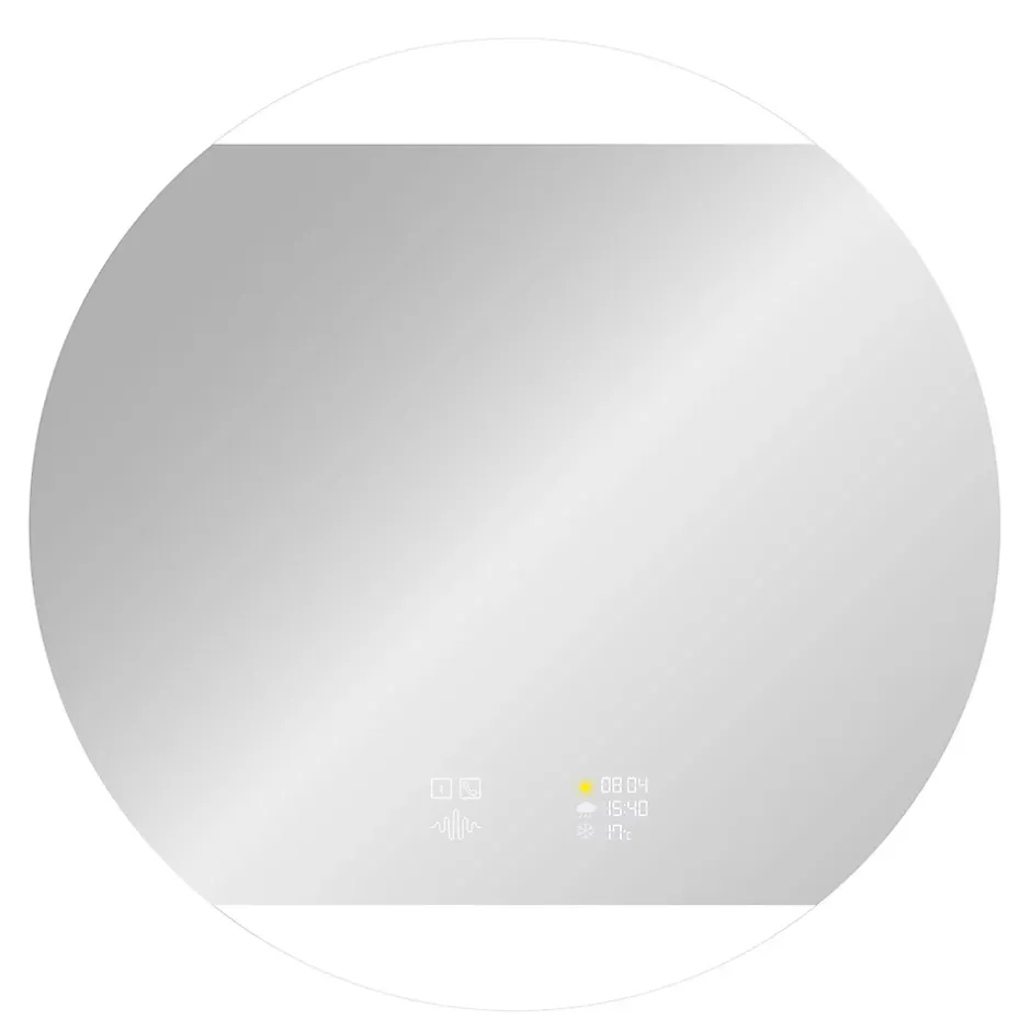 MPGlass Miroir de salle de bains lumineux LED, connexion Bluetooth, Ø80cm, argenté, BroadWay* Miroir Lumineux