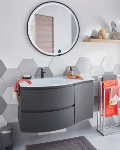 MPGlass Miroir de salle de bains lumineux LED noir rond Ø80, Naos Black* Miroir Lumineux