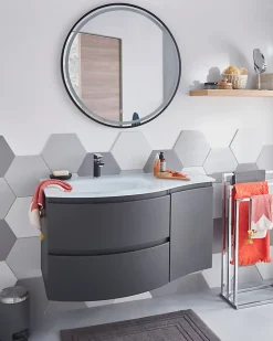 MPGlass Miroir de salle de bains lumineux LED noir rond Ø80, Naos Black* Miroir Lumineux