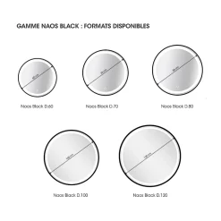 MPGlass Miroir de salle de bains lumineux LED noir rond Ø80, Naos Black* Miroir Lumineux