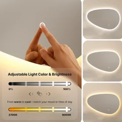Mirlux Miroir de salle de bains lumineux LED asymétrique 150x93cm, antibuée* Miroir Grossissant Lumineux