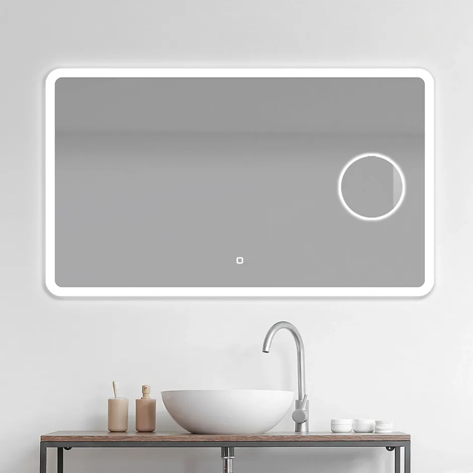 MPGlass Miroir de salle de bains lumineux LED rectangulaire l. 120 x H. 70 cm Bergen* Miroir Lumineux