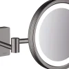 Hansgrohe Miroir de salle de bains lumineux LED grossissant, noir chromé brossé,