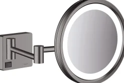 Hansgrohe Miroir de salle de bains lumineux LED grossissant, noir chromé brossé,