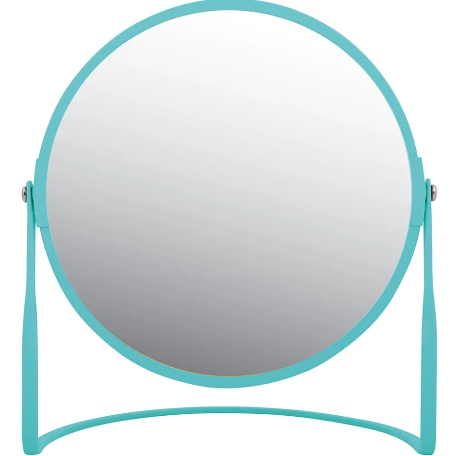 Spirella Miroir de salle de bains grossissant inclinable en métal, bleu aqua, l.18 x H.20 x P.10,5 cm, Akira Aqua
