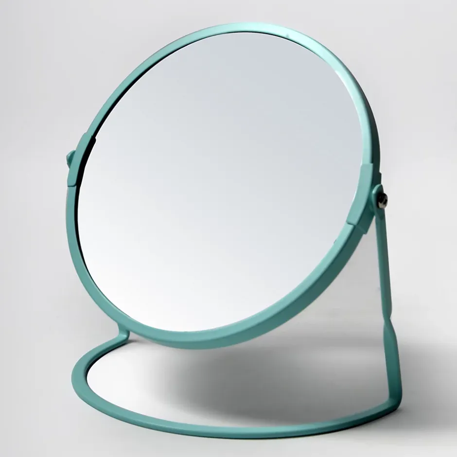 Spirella Miroir de salle de bains grossissant inclinable en métal, bleu aqua, l.18 x H.20 x P.10,5 cm, Akira Aqua