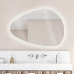 MPGlass Miroir de salle de bains lumineux LED, l.70 x H.100 cm, argenté, Stone