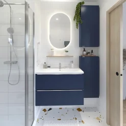 MPGlass Miroir de salle de bains lumineux LED ovale, 84 x 50 cm, Phoenix
