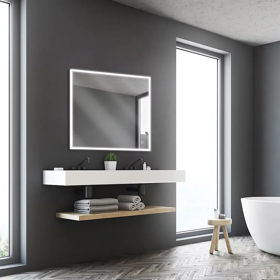 MPGlass Miroir de salle de bains lumineux LED 70 x 80 cm, argenté, Bishop* Miroir Lumineux