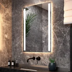 Mirlux Miroir de salle de bains lumineux LED rectangulaire 90x65 cm, Sans cadre, chauffant antibuée* Miroir Grossissant Lumineux