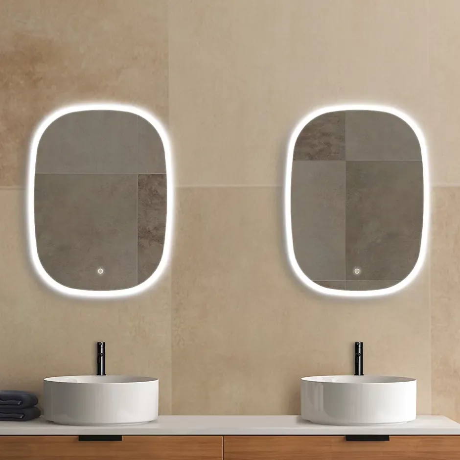 MPGlass Miroir de salle de bains lumineux LED rectangulaire l. 60 x H. 80 cm Bishop 2* Miroir Lumineux