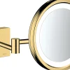 Hansgrohe Miroir de salle de bains lumineux LED grossissant, aspect doré poli,