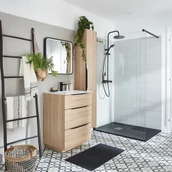 MPGlass Miroir de salle de bains lumineux LED noir 60 x 60 cm, Lyon Chic* Miroir Lumineux
