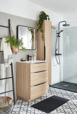 MPGlass Miroir de salle de bains lumineux LED noir 60 x 60 cm, Lyon Chic* Miroir Lumineux