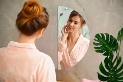 Tulup Miroir demi-rond moderne 45 x 90 cm style loft 1 pièce