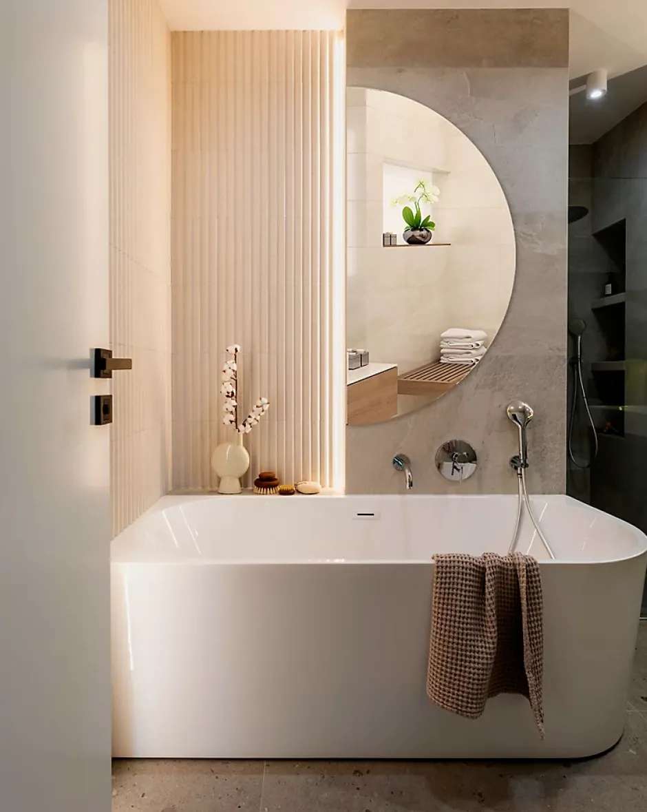 Tulup Miroir demi-rond pour maquillage 40 x 80 cm pour salle de bain 1 pièce* Miroir Simple