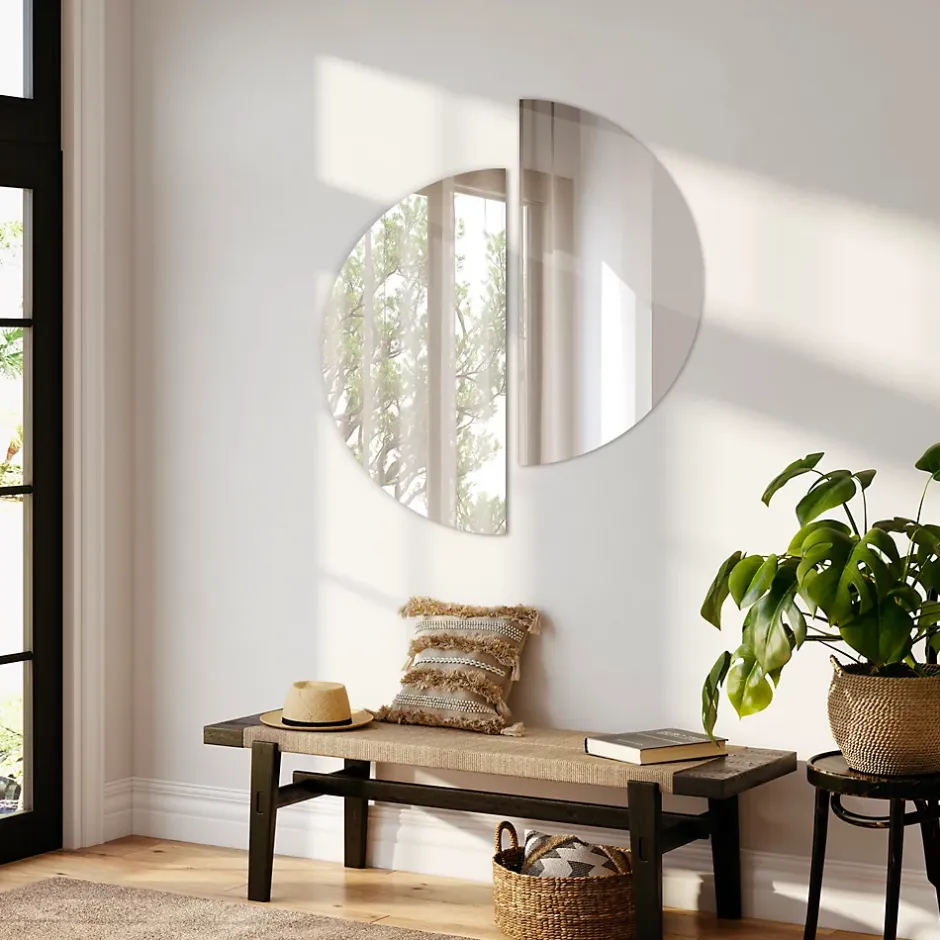 Tulup Miroir demi-rond suspendu 30 x 60 cm pour salle de bain mural 1 pièce