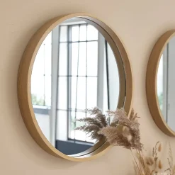 Berah Getah Miroir en chêne massif rond 50 cm* Miroir Simple