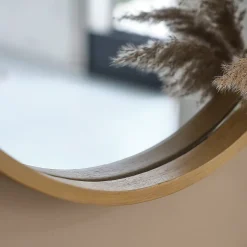 Berah Getah Miroir en chêne massif rond 50 cm* Miroir Simple