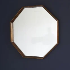 Berah Getah Miroir en mindi massif finition noyer octogonal* Miroir Simple