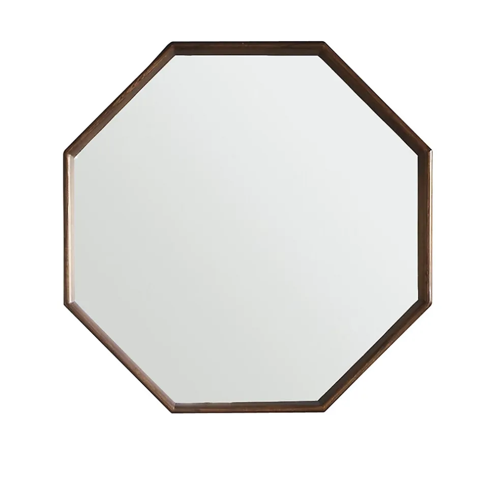 Berah Getah Miroir en mindi massif finition noyer octogonal* Miroir Simple