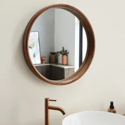 Berah Getah Miroir en mindi massif finition noyer 50 cm* Miroir Simple