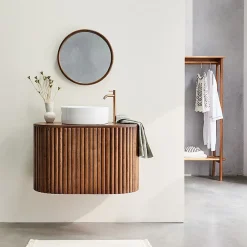 Berah Getah Miroir en mindi massif finition noyer 50 cm* Miroir Simple