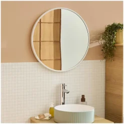 Mob-In Miroir en métal rond D60cm EMA Blanc