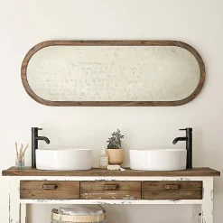 Berah Getah Miroir en pin recyclé massif ovale* Miroir Simple