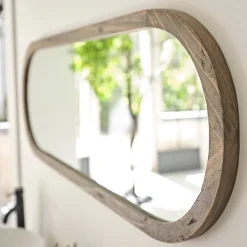 Berah Getah Miroir en pin recyclé massif ovale* Miroir Simple