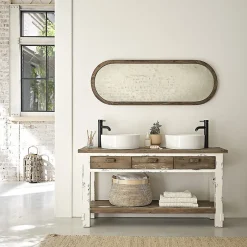 Berah Getah Miroir en pin recyclé massif ovale* Miroir Simple
