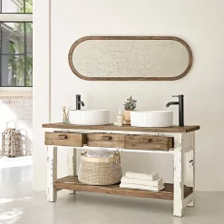 Berah Getah Miroir en pin recyclé massif ovale* Miroir Simple