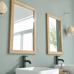 Berah Getah Miroir en teck massif rectangulaire