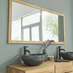 Berah Getah Miroir en teck massif rectangulaire 160 cm