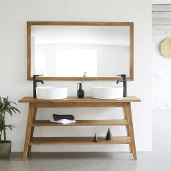 Berah Getah Miroir en teck massif rectangulaire 145x80 cm* Miroir Simple