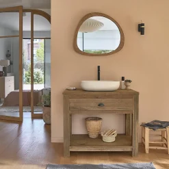 Berah Getah Miroir en teck massif recyclé 70x60 cm* Miroir Simple