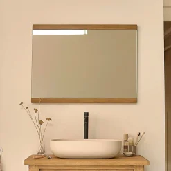 Berah Getah Miroir en teck recyclé massif 80 cm* Miroir Simple