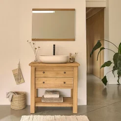 Berah Getah Miroir en teck recyclé massif 80 cm* Miroir Simple