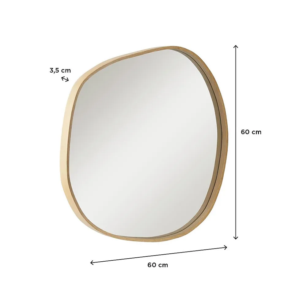 Mob-In Miroir galet chêne LEONIE 60x60cm