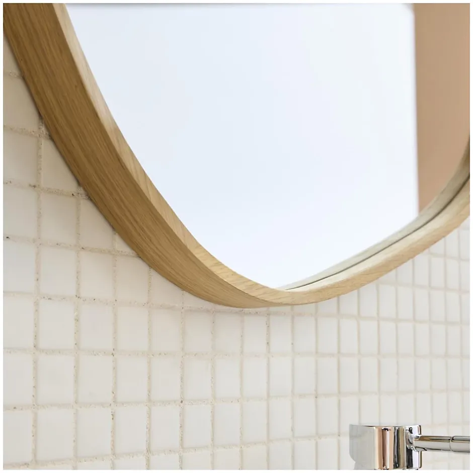Mob-In Miroir galet chêne LEONIE 60x60cm