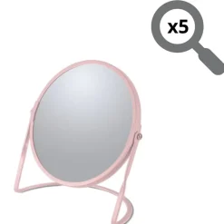 Spirella Miroir grossissant sur pied Acier AKIRA Rose mat