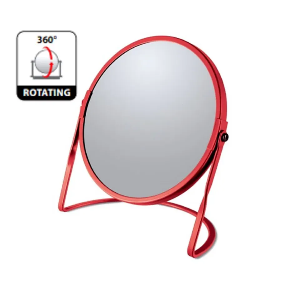 Spirella Miroir grossissant sur pied Acier AKIRA Rouge mat* Miroir Grossissant
