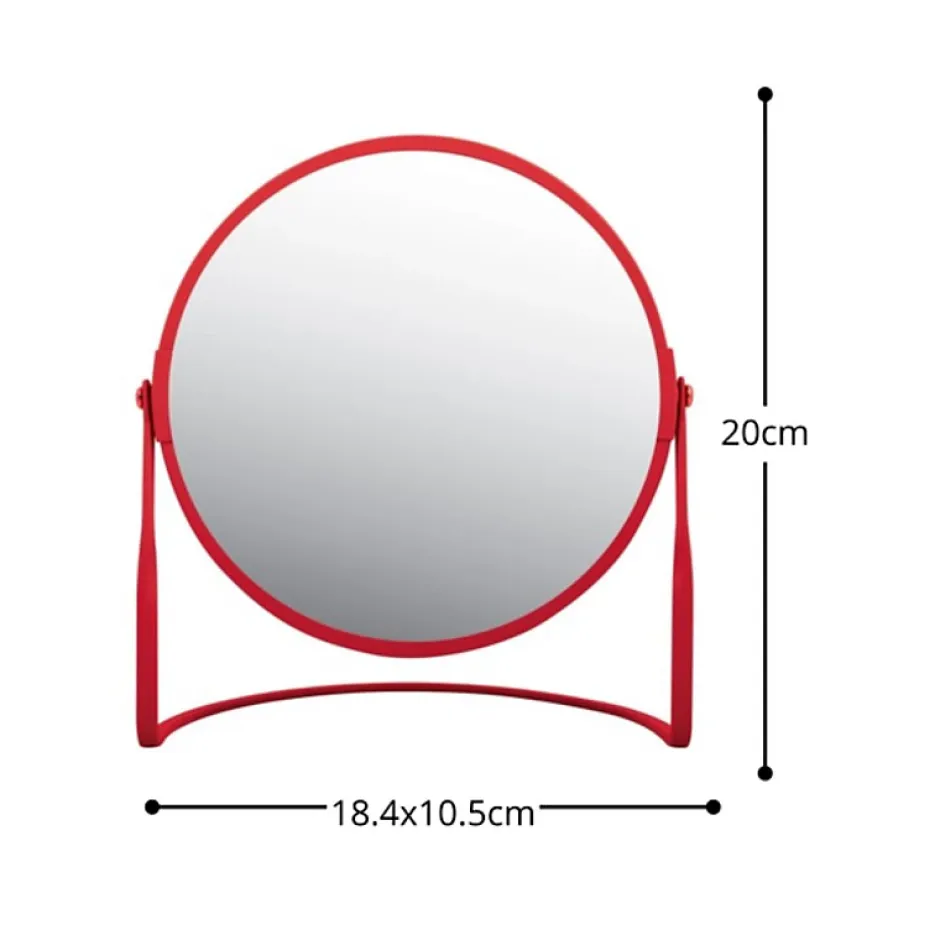 Spirella Miroir grossissant sur pied Acier AKIRA Rouge mat* Miroir Grossissant